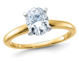 1 1/3 Carat (ctw Color G-H-I) Synthetic Oval Moissanite Solitaire Engagement Ring in 14K Yellow Gold